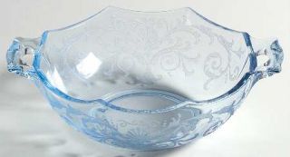 Fostoria Versailles Blue Whipped Cream with Square Handles   Stem #5098, Etch #2