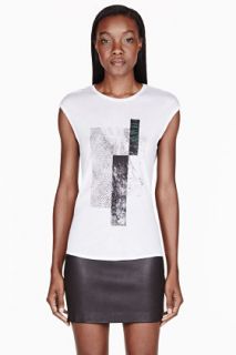 Helmut Helmut Lang White And Black Graph Print Muscle T_shirt
