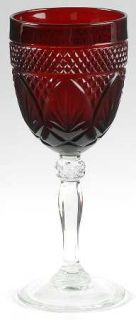 Cristal DArques Durand Antique Ruby Water Goblet   Pressed Cut, Ruby   Bowl, Cl