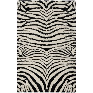 Handmade Zebra Ivory/ Black New Zealand Wool Rug (76 X 96)