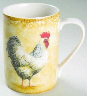 222 Fifth (PTS) Regal Rooster Mug, Fine China Dinnerware   Multimotif,Roosters,S