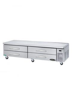 Kool It 96.1 in Chef Base w/ 4 Drawers, 12 Pan Capacity, Four 5 in Casters 2 Lock, Stainless