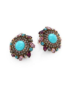Erickson Beamon Girls On Film Swarovski Crystal Button Earrings   Turquoise 