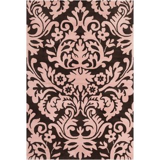 Filament Brown/ Pink Floral Wool Rug (5 X 76)