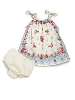 Ralph Lauren Infants Two Piece Floral Dress & Bloomers Set   Cream 