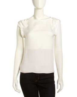 Bebe Ruched Sleeve Top, Ivory