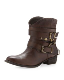Astrid Multi Buckle Ankle Boot, Brown