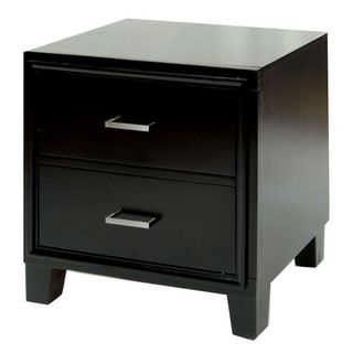 Furniture Of America Elrich Two drawer Espresso Wood Night Stand (Solid wood, veneerFinish EspressoTwo (2) spacious drawersStylish tapered legsBrushed nickel pullsDrawers run on center metal glidesDimension 24 inches high x 22 inches wide x 16 inches de
