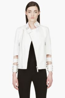 Undercover White Leather Floating Sleeves Jacket