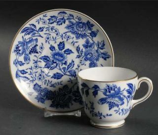 Wedgwood Avon Blue Flat Cup & Saucer Set, Fine China Dinnerware   Blue All Over