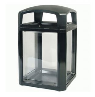 Rubbermaid 50 gal Security Container   26x26x46 1/2 Dome Top Frame, Lock, Clear/Black