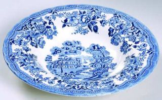 Churchill China Tonquin Blue Rim Soup Bowl, Fine China Dinnerware   Blue Center