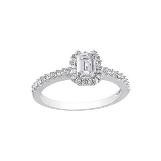 3/4 CT. T.W. Emerald Cut Diamond Bridal Ring 14K White Gold, White/Gold, Womens