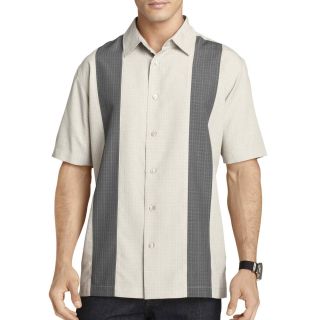 Van Heusen Short Sleeve Paneled Shirt, Khaki Panel, Mens