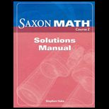 Saxon Math Course 2 Solution Manual 2007