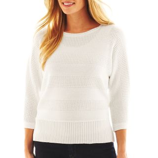 LIZ CLAIBORNE Dolman Sleeve Sweater, White, Womens
