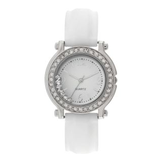 Womens Floating Stone Strap Watch, White