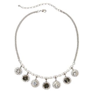 Vieste Silver Tone Crystal and Rhinestone Necklace, White