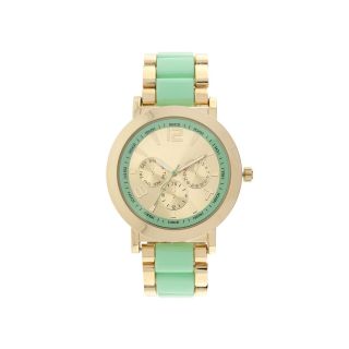 Womens Color Link Bracelet Watch, Green