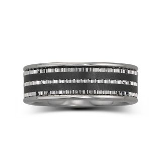 Mens 7.5mm Stainless Steel & Ceramic Band, Grey