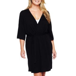 INSOMNIAX 3/4 Sleeve Wrap Robe   Plus, Black, Womens