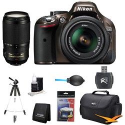 Nikon D5200 DX Format Bronze Digital SLR Camera with 18 55mm and 70 300mm Lens K