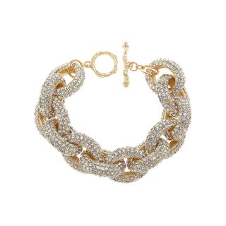 Natasha Gold Tone Crystal Pavé Link Bracelet, Womens