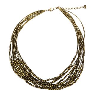 MIXIT Gold Tone 10 Row Bead Necklace, Yellow