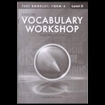 Vocabulary Workshop; Enriched Edition; Test Booklet A Level D Grade 9