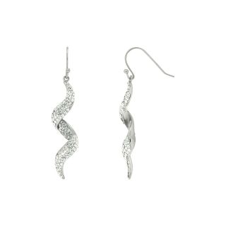 Crystal Swirl Dangle Earrings In Sterling Silver, Womens