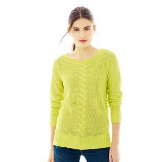 JOE FRESH Joe Fresh Cable Knit Sweater, Green, Womens