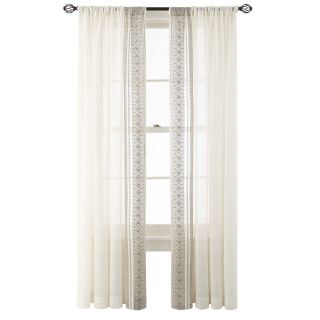 MARTHA STEWART MarthaWindow Journey Rod Pocket Sheer Panel, Aluminum Khaki