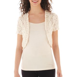 Takeout Short Sleeve Pointelle Shrug, Dusty Road, Womens