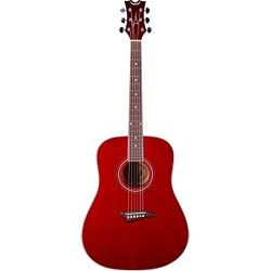 Dean AK48TRD Tradition Acoustic Guitar, Trans Red with Hardshell Case