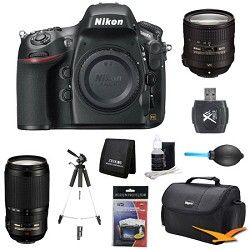 Nikon D800 36.3 MP CMOS FX Format DSLR Camera with 85mm and 70 200mm Pro Lens Bu