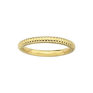 18K Yellow Gold Over Sterling Silver Textured Stackable Ring, Womens