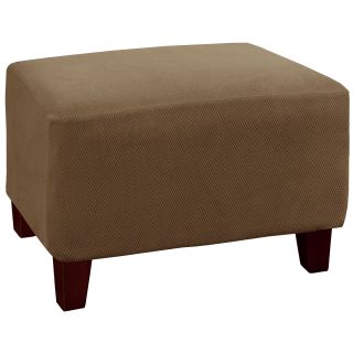 Stretch Pixel Ottoman Slipcover, Chocolate (Brown)