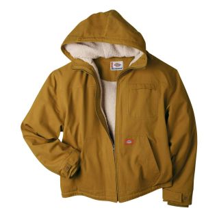 Dickies Sanded Duck Sherpa Lined Hooded Work Jacket, Brown, Mens