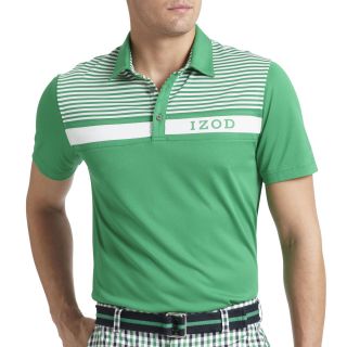Izod Golf Piece Striped Polo, Green, Mens