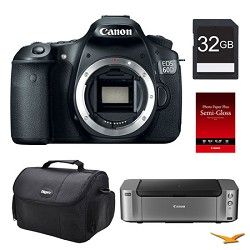 Canon EOS 60D DSLR Camera (Body), 32GB, Printer Bundle