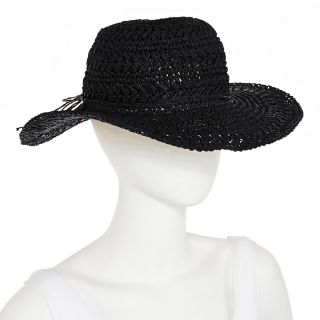 Scala Crochet Floppy Hat, Black, Womens