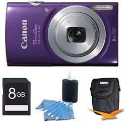 Canon PowerShot ELPH 135 16MP 8x Optical Zoom Digital Camera Purple Kit