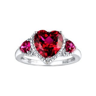 Lab Created Ruby & Diamond Accent Heart Ring, Womens