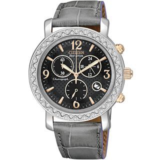 Drive from Citizen Eco Drive Womens Leather Strap Chronograph Watch FB1298 05H