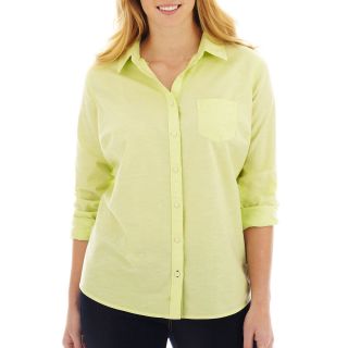 Long Sleeve Oxford Shirt   Plus, Sharp Grn W/nep