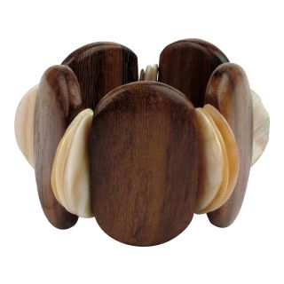 Designs by Adina Wood & Mother of Pearl Stretch Bracelet, Womens