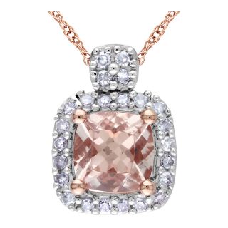 Pink Morganite & Diamond Pendant, Rose, Womens