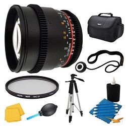 Rokinon 85mm T1.5 Aspherical Cine Lens and Filter Bundle for Sony E Mount