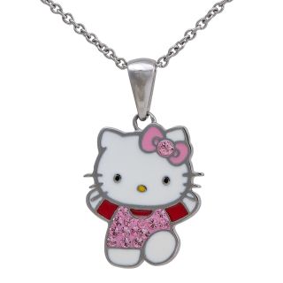 Girls Stainless Steel Pink Crystal Hello Kitty Pendant, Girls