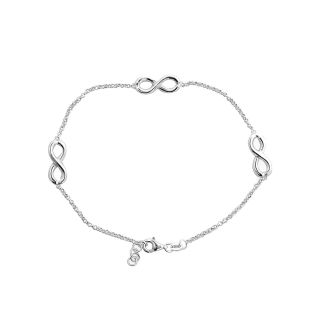 Sterling Silver Infinity Station Anklet, Womens